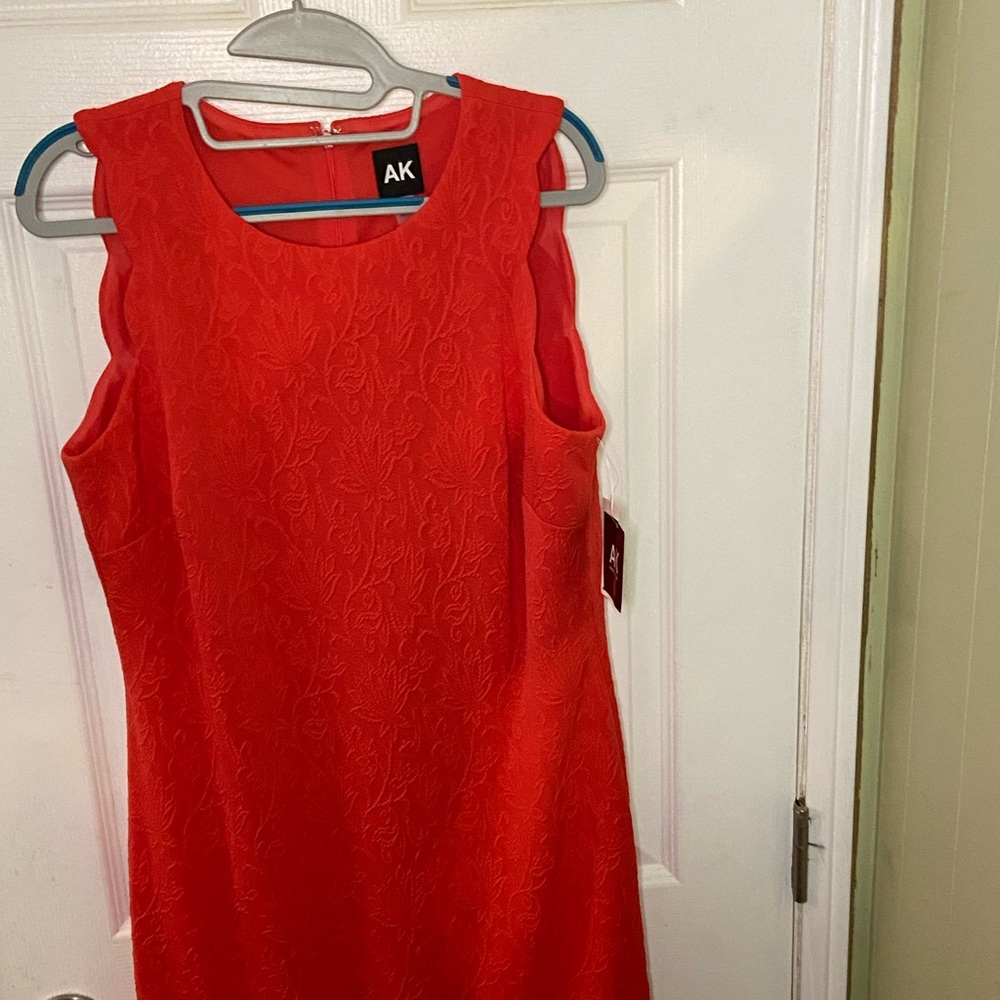 Anne Klein Coral orange Sheath Sleeveless Dress NWT Size M - Picture 1 of 13